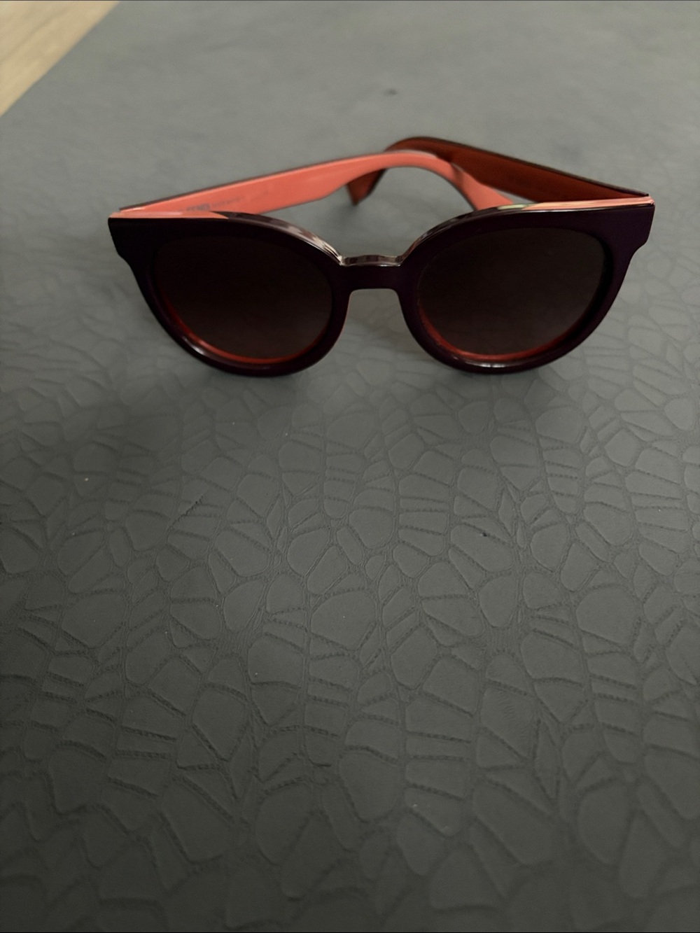 Fendi Round Sunglasses in Burgundy with Pink Temples